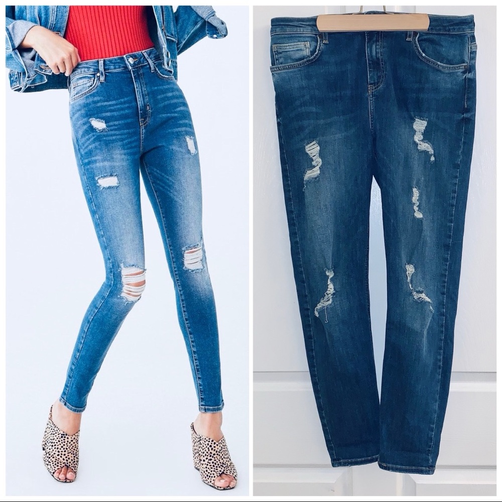 Forever 21 Distressed Skinny Jeans High-rise 30